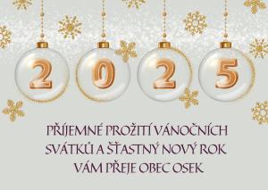 Obec Osek přeje radostné Vánoce a šťastný nový rok všem obyvatelům