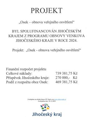 PROJEKT  „Osek – obnova veřejného osvětlení“